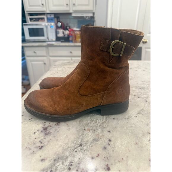 Born Elia Brown Suede Side Zip Boots sz 8.5 - Picture 4 of 7